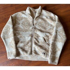 The North Face Jacket Campshire Zip Sherpa Fleece White Tribal Geo‎ Print Youth